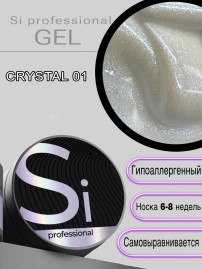 Гель Si «CRYSTAL» #01 для наращивания и моделирования ногтей с шиммером