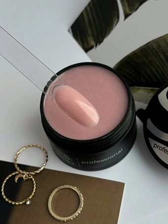 Гель Si «POWDER OPAL» для наращивания и моделирования ногтей с шиммером, опаловый