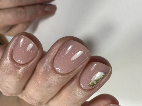 Гель Si «POWDER OPAL» для наращивания и моделирования ногтей с шиммером, опаловый
