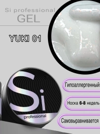 Гель Si «YUKI» #01 для наращивания и моделирования ногтей с хлопьями юки